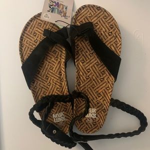 SOLD NWT MUK LUKS Black Suede Sandals